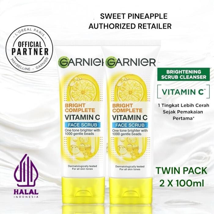 ( TWIN PACK ) Garnier Bright Complete Face Scrub 100ml X 2pc