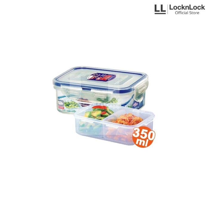LocknLock Kotak Makan Rectangular Short 350ml With Divider - HPL806C
