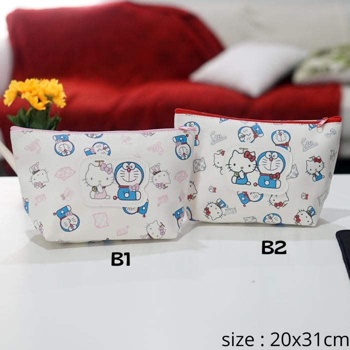 POUCH DOMPET KOSMETIK SERBAGUNA HELLO KITTY DORAEMON