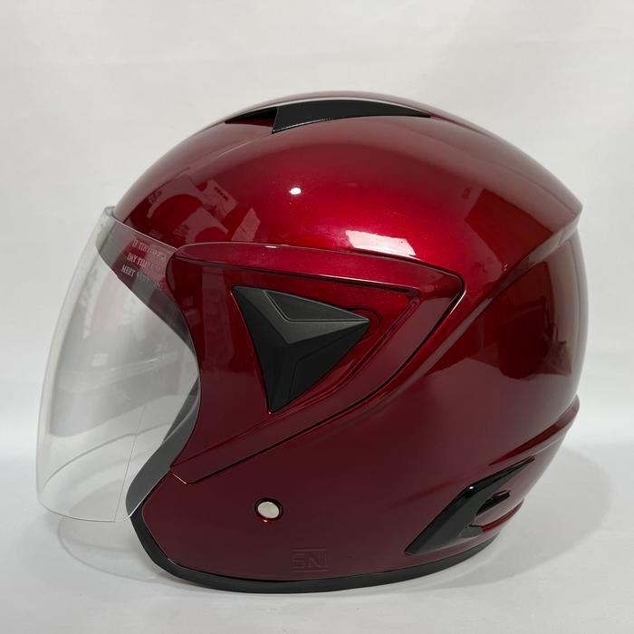 Helm Jp13 Merah Glossy Polos Solid - Rainbow/Clear/Silver/Iridium