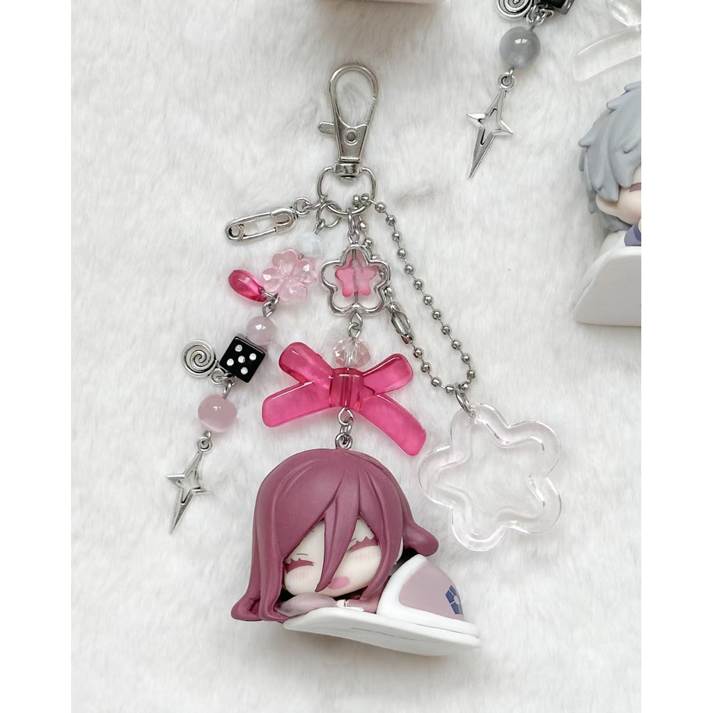 blue characters beaded keychains