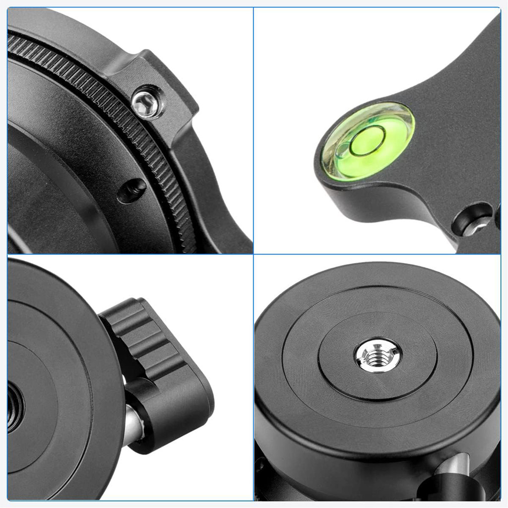 Lanxire Tripod Head Leveling Base Leveling Head Half Ball with 1/4" Thread and Offset Bubble Level