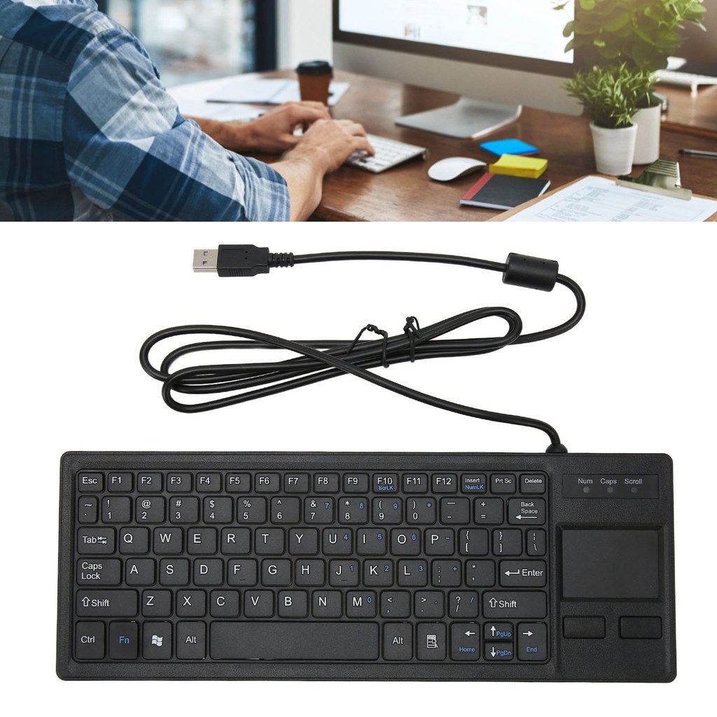 Wired Keyboard K 800 Keyboard with Touchpad Wired Thin Mini Compact Touch Keyboard with HUB Function