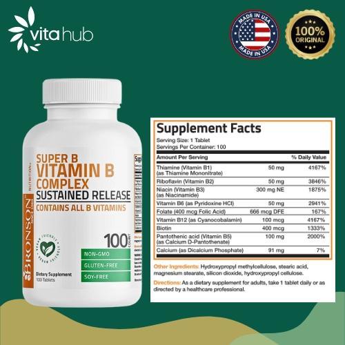 Terlaris Bronson - Vitamin B Complex Sustained Release 100Tabs