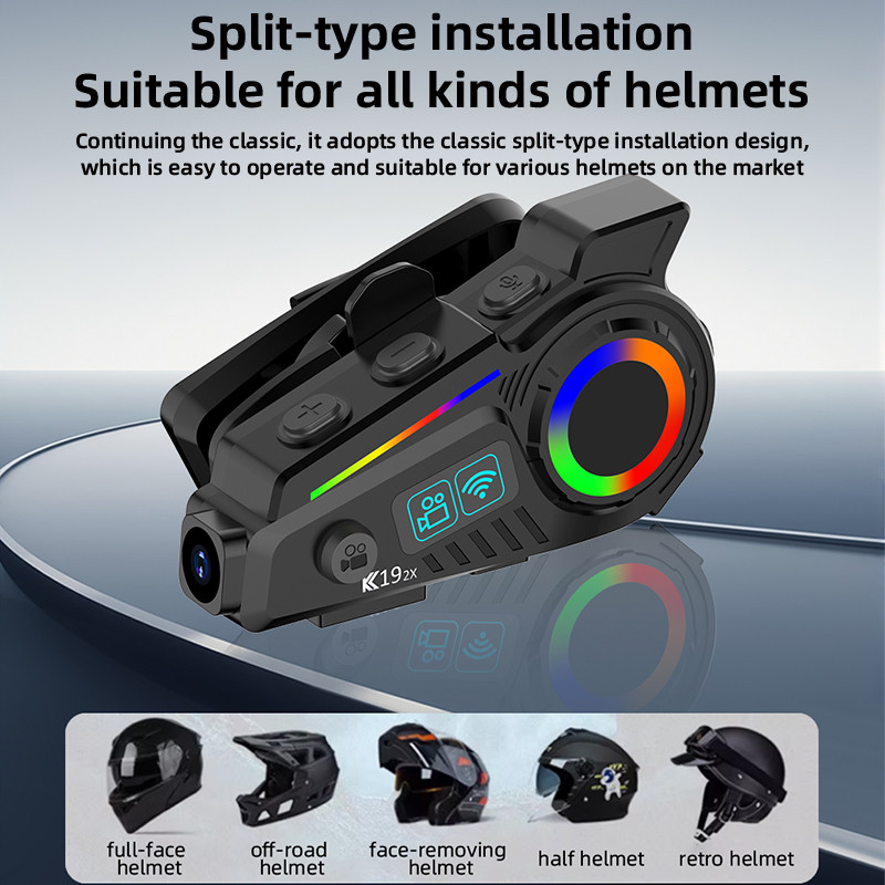 Smart helmet headset with 2K camera, waterproof and dustproof.