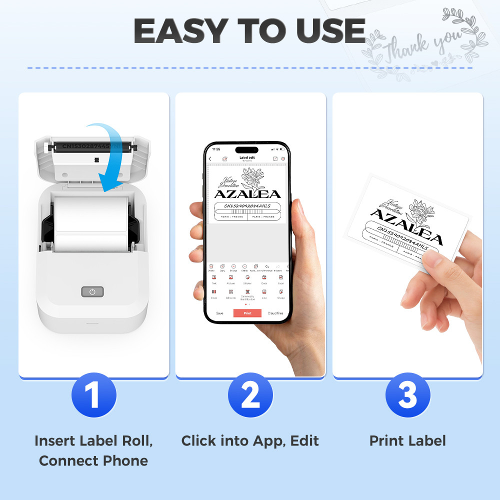 2 inch Label Printer Bluetooth Inkless Thermal Printer X2 Labeling Machine Portable Inkless Label