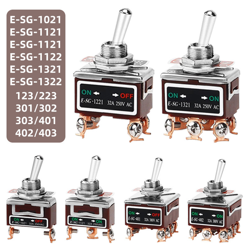 Toggle Switch 32A High Current Self-Locking/Reset Rocker Switch with Brass Pin Screw Foot