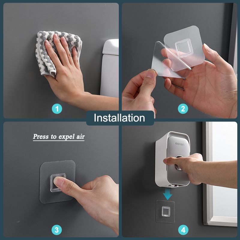 Automatic Toothpaste Dispenser Squeezer With Toothbrush Holder Wall Mounted Bathroom Accessories