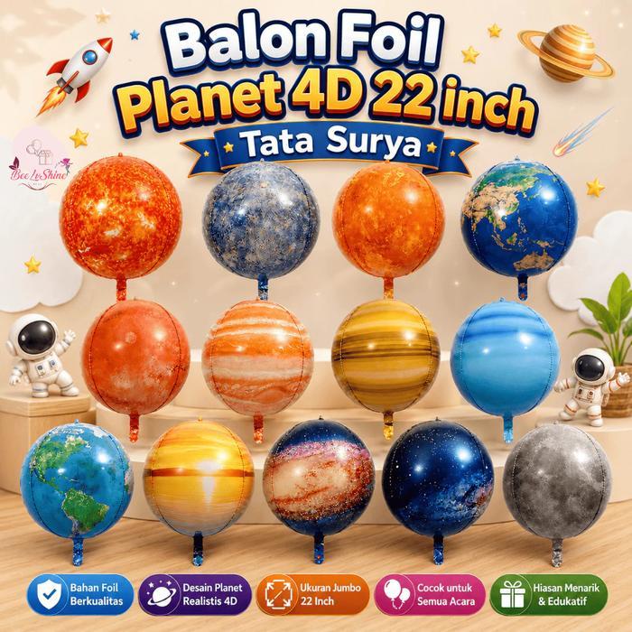 Balon Foil Planet 4D Luar Angkasa Tata Surya
