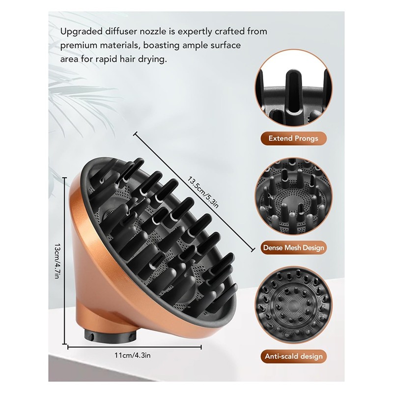Diffuser & Large Round Volumizing Brush Attachment Compatible For Dyson Airwrap HS05, HS01 - Ideal