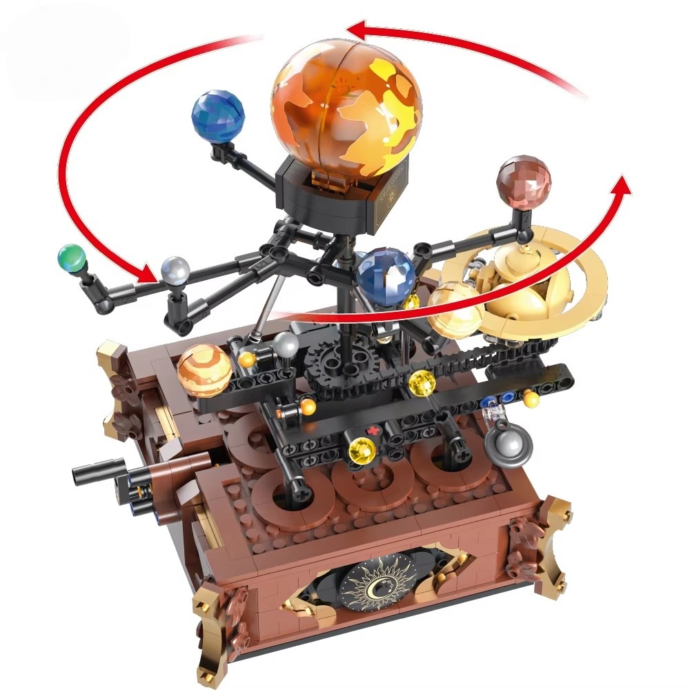 697pcs Creative Rotating Solar System Mini Building Blocks Planets Sun Model DIY tabletop decoration