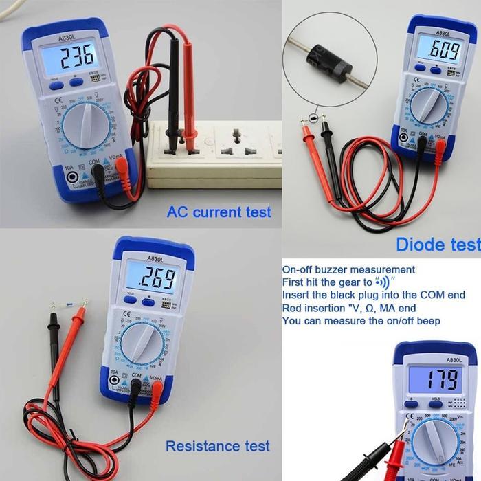 Multimeter Digital A830L / Avometer Multitester Voltmeter Ammeter Ohmmeter Voltage Tester Lcd