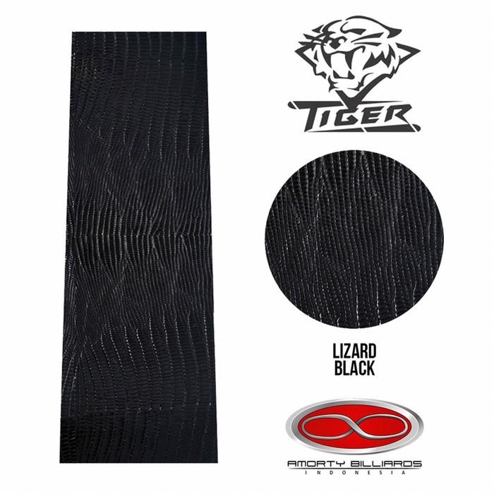 PJS Tiger Lizard Embossed Leather Wrap Black / Grip Billiard