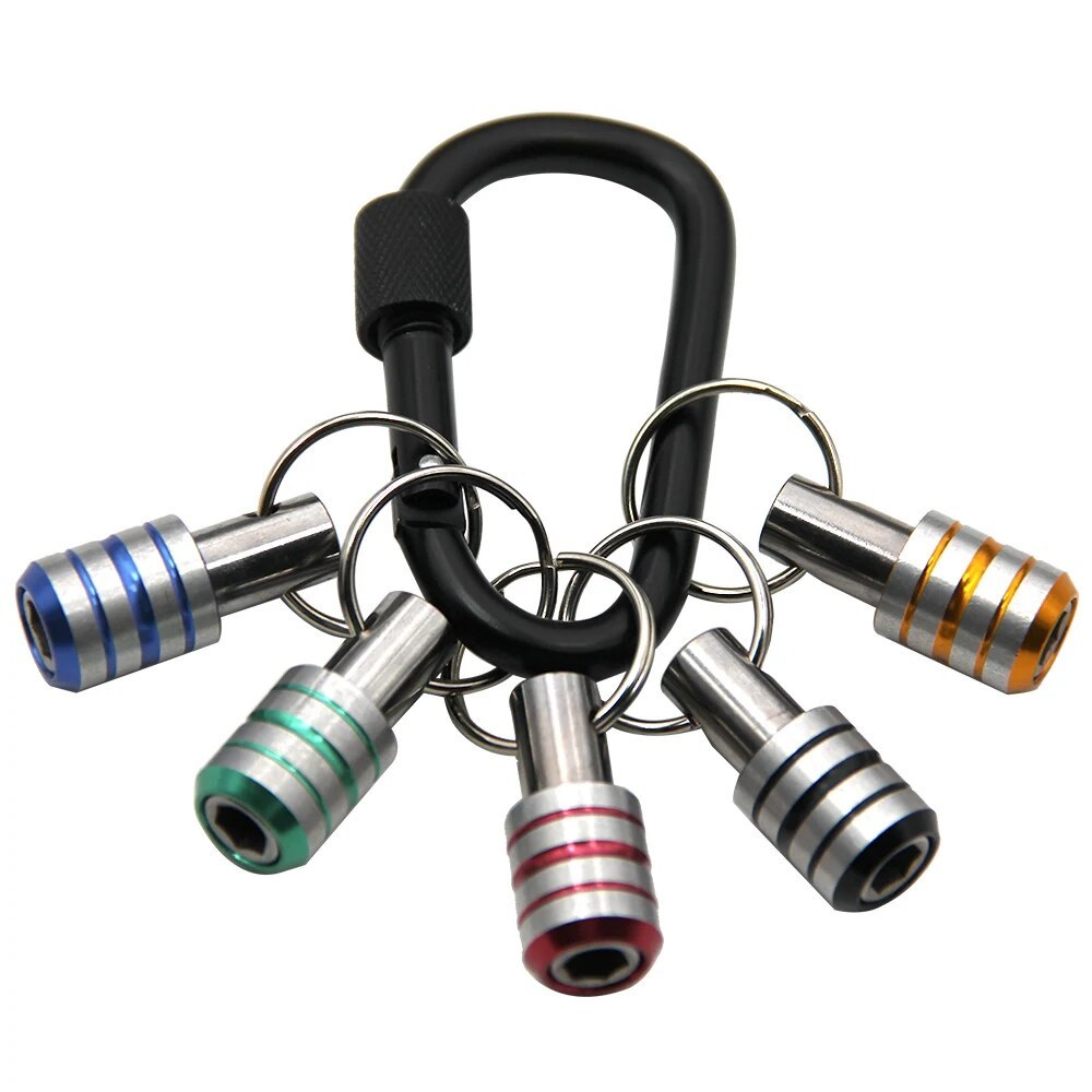 5pc Color Keychain Quick Change Connecting Rod 1/4 Hexagonal Handle Screwdriver Head Quick Release