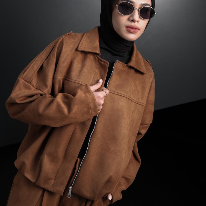 Hi.PRIMA Bomber Suede Jacket - Cinnamon