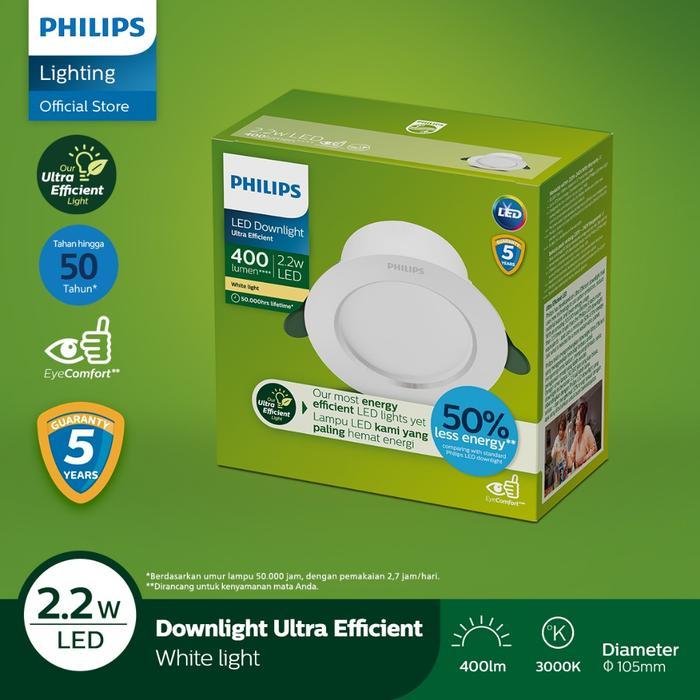 Philips Downlight Ultra Efficient 2.2W 3000K Kuning