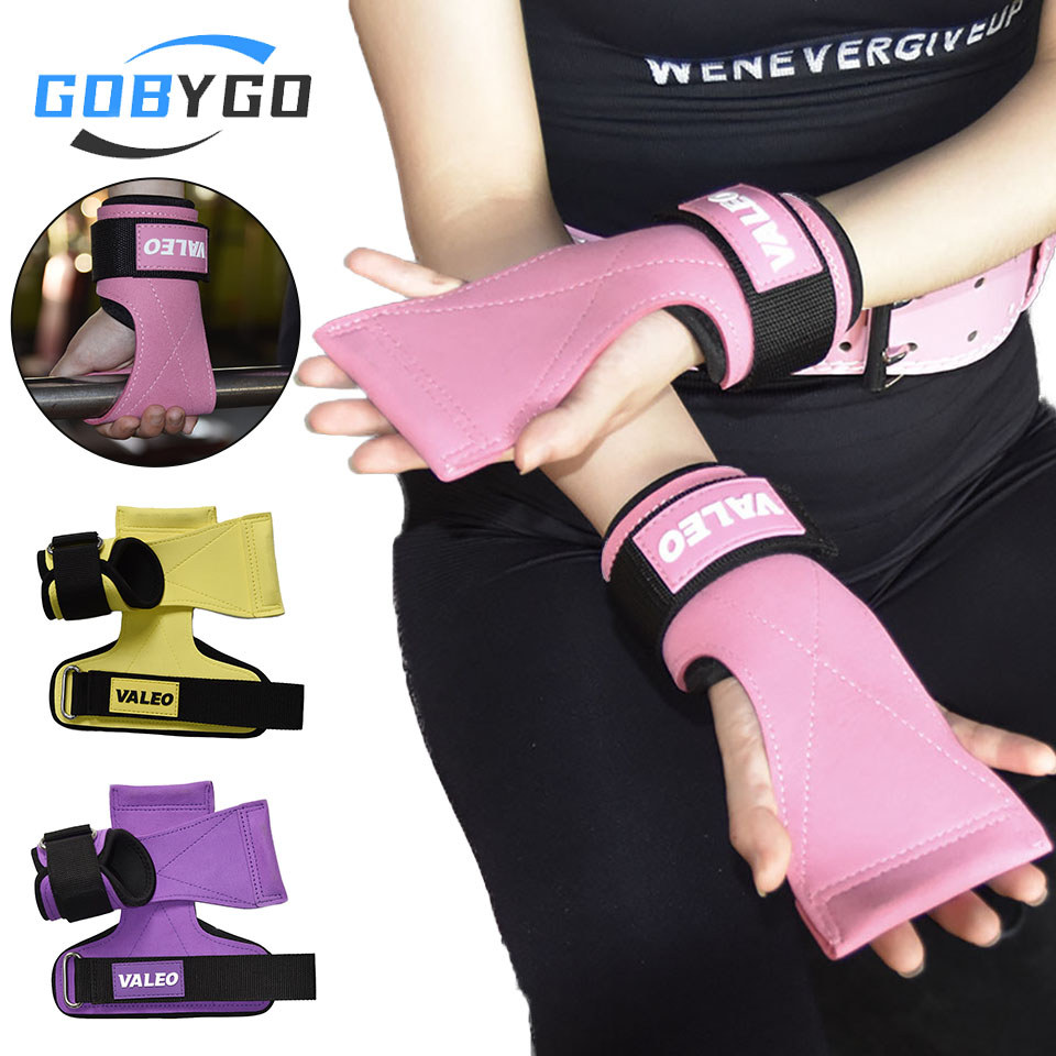 Gobo 1Pair Gym Palm Gloves Solid Adjustable Strength Training Grip Support Wrist Bands Pull-U Bench