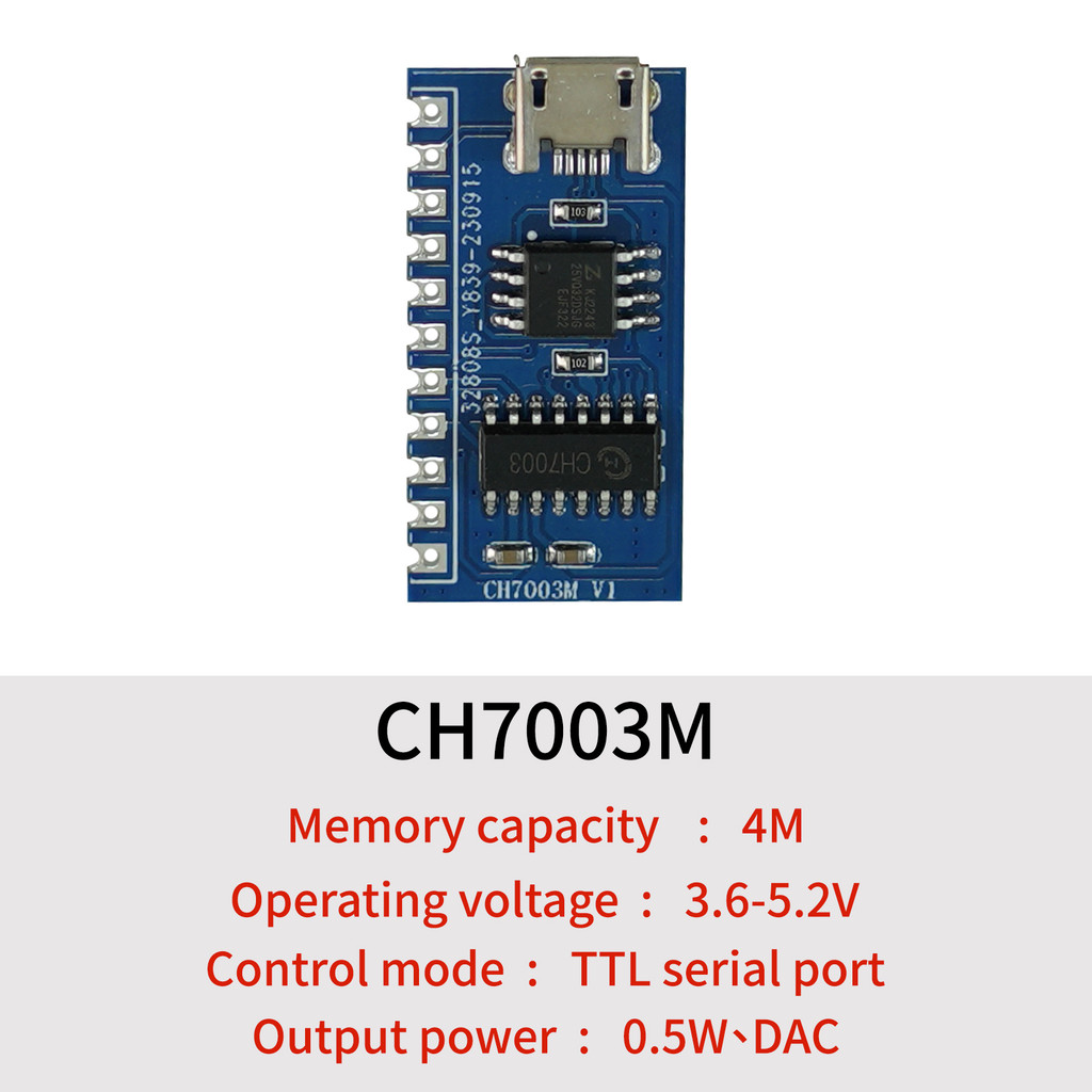 CH7003M Voice Module 4M Programmable UART Serial Port Control External Power Amplifier MP3 Sound