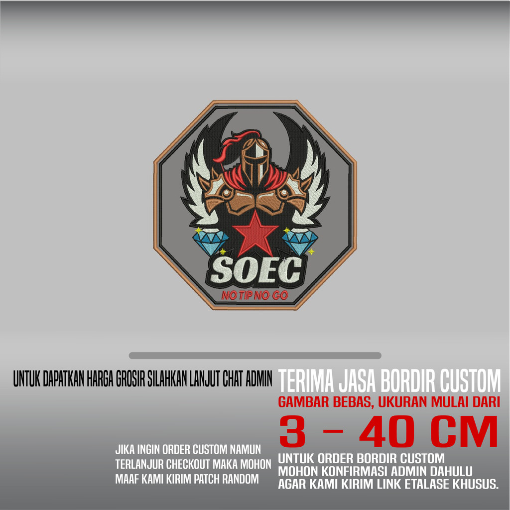 SOEC NO TIP NO GO HDP-306 PATCH BORDIR LOGO/EMBLEM