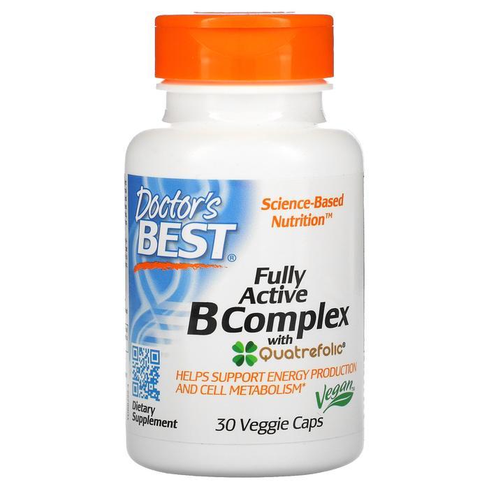Doctor's Best Fully Active B Complex with Quatrefolic 30 Veggie Caps