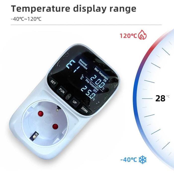 Stop Kontak Termometer Digital Timer Programmable EU 16A 230V - YIERYI TC02