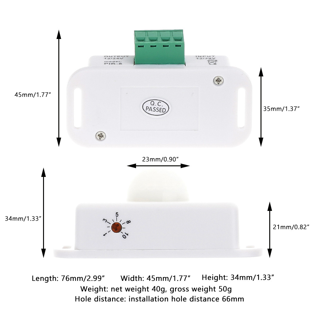 DC 12V 24V 8A 6A Automatic Adjust PIR Motion Sensor Switch IR Infrared Detector Light Switch Module