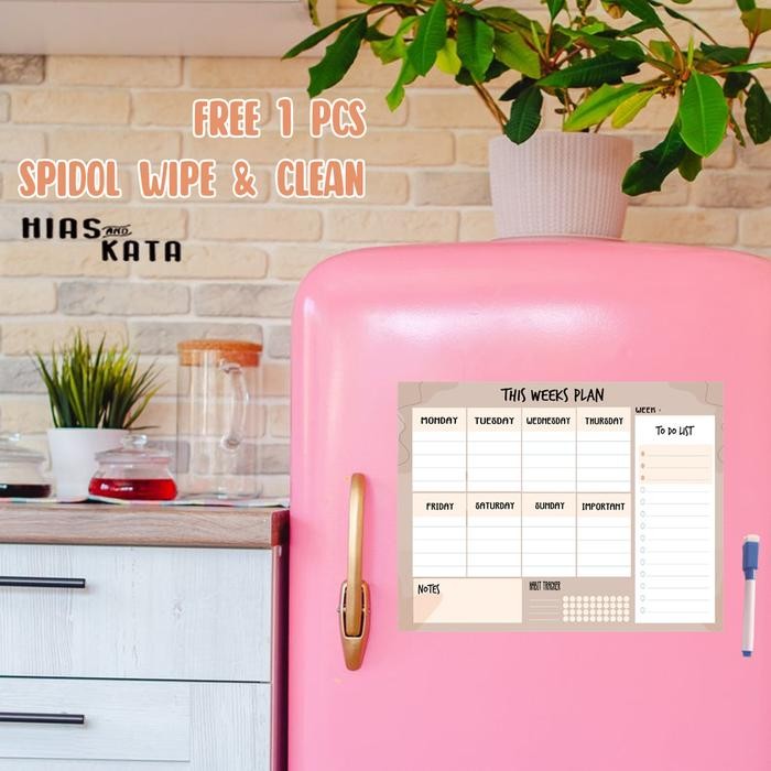 magnetic Weekly Planner tempel kulkas with Habit Tracker & notes