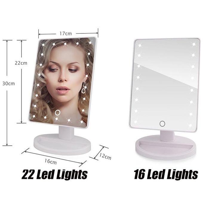 Cermin Make Up Portable Solution Home Mirror 16 Led Light Kaca