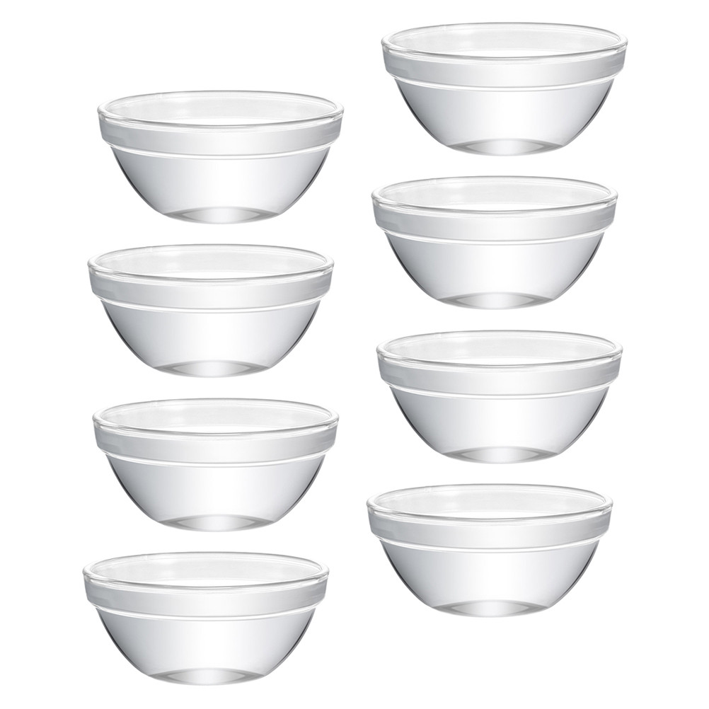8 Pcs Clear Glass Bowls Mini Prep Pudding Container Appetizer Mixing Stackable Round Bozai Cake