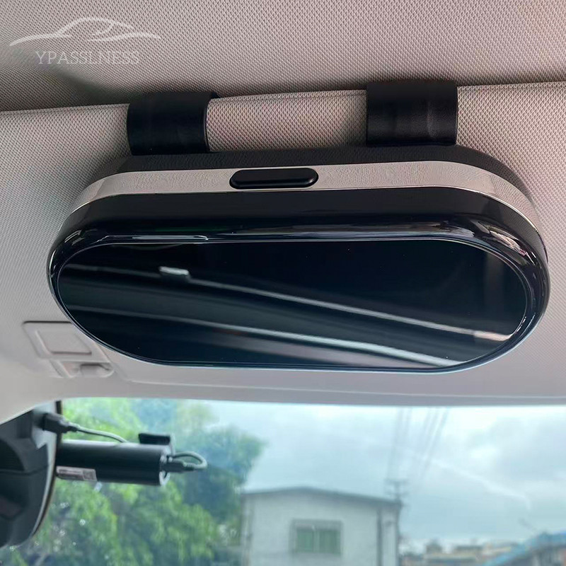 Car mirror glasses case ABS electroplating process,double clip for more stability, built-in thick