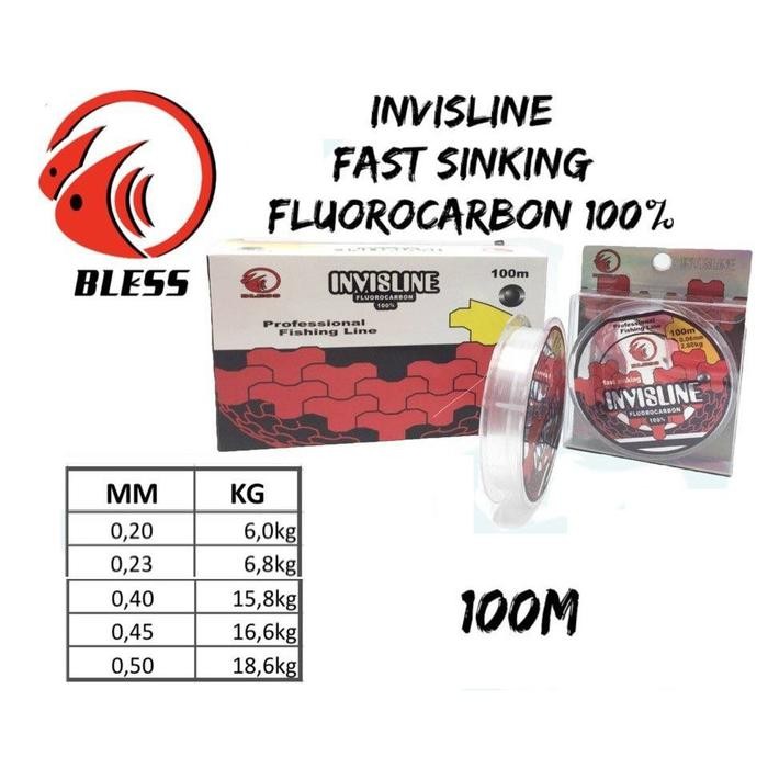 Senar Pancing Fluorocarbon Bless Invisline Fast Sinking 100m