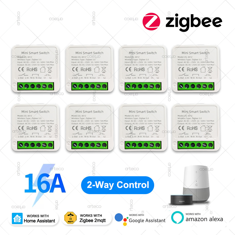 ZigBee 3.0 Smart Mini DIY Switch Automation Module 16A Relay Support 2 Way Control App Remote