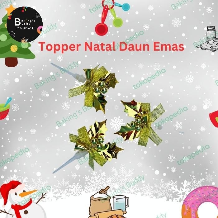 Topper Natal Daun Emas