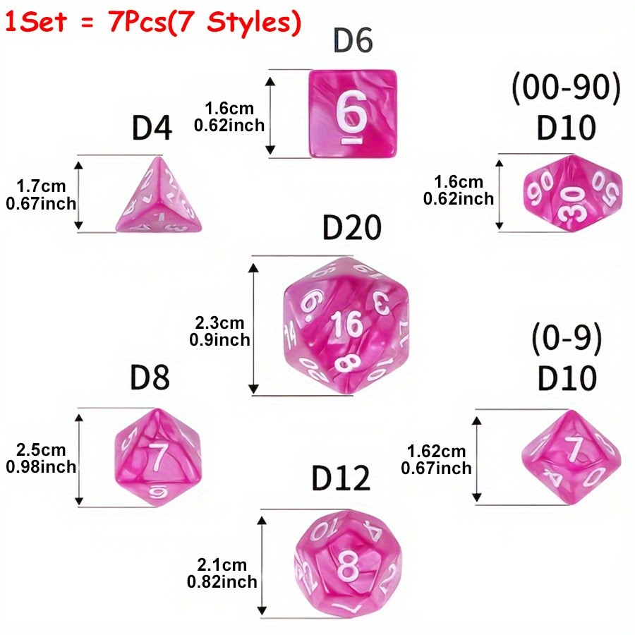 42Pcs Polyhedral DND Dice Set with Black Drawstring Pouch - Color-Coded RPG Dice for Dungeons &