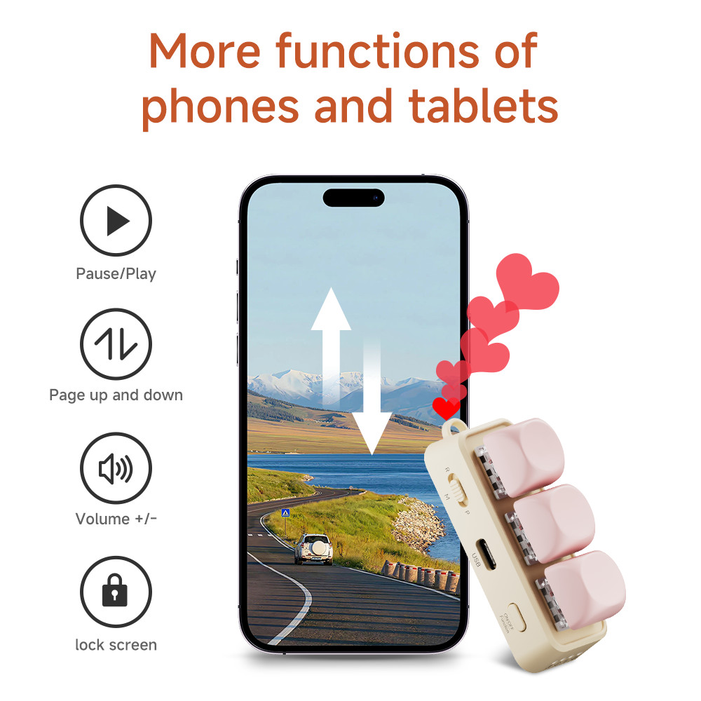 Free3 Bluetooth Page Turner Keypad Portable Remote Controller with Three Button For E-Book Take
