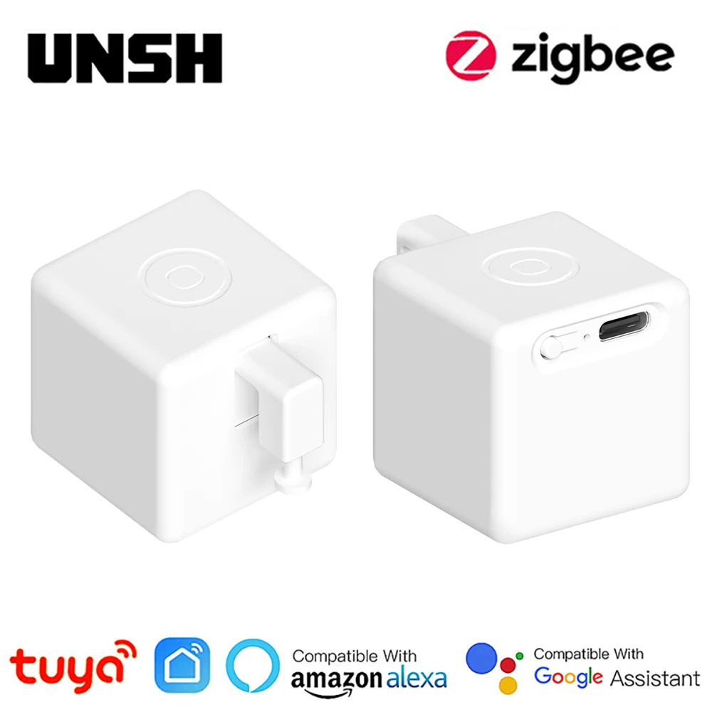 Tuya Zigbee 3.0 Smart Touch Fingerbot Plus Switch 5V Type-C Rechargeable Robot Button Pusher Arm Via