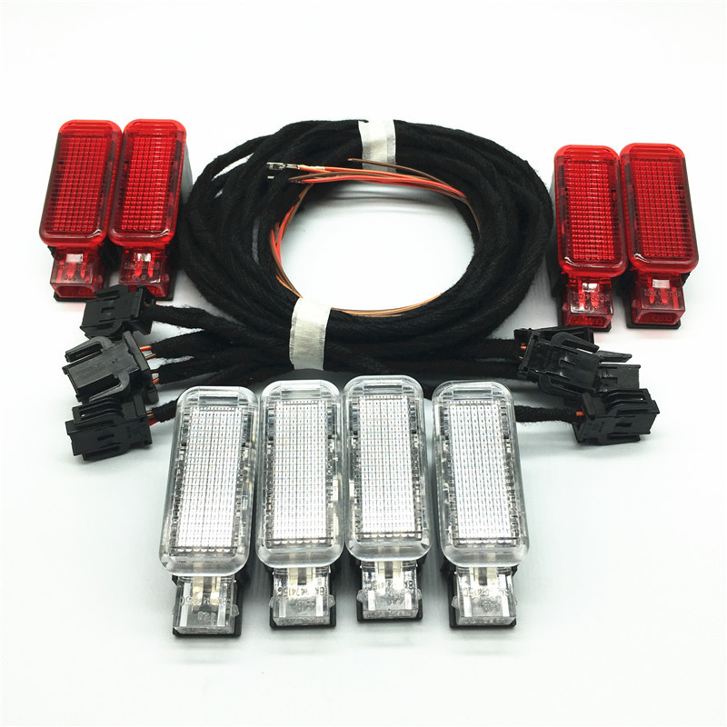 Red /White Car Interior Door Panel Warning Light Lamp Cable Wire