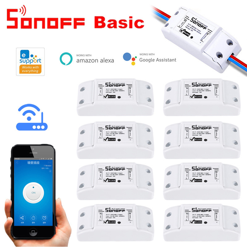Sonoff Basic R2 WiFi DIY Switch Smart Wireless Remote Control Switch Smart Home Light Module Work with Alexa Google Home eWeLink