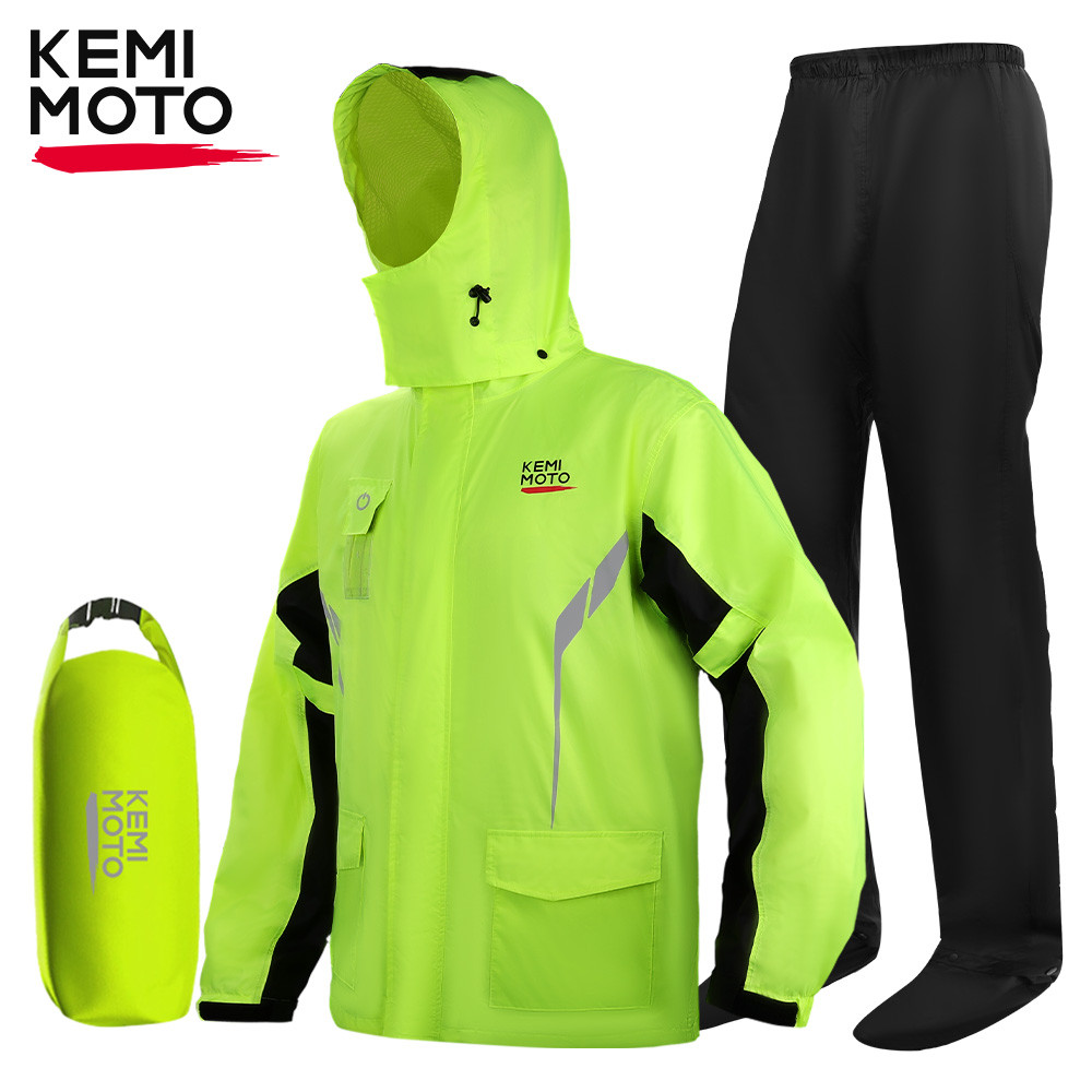 Motorcycle Raincoats Split Suit Waterproof Jacket Pants Warning Light Reflective Impermeable Riding