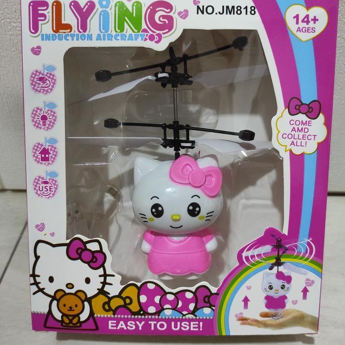 Ada Stok Mainan Flash Flying Hellokitty Helicopter Mainan Helikopter Sensor