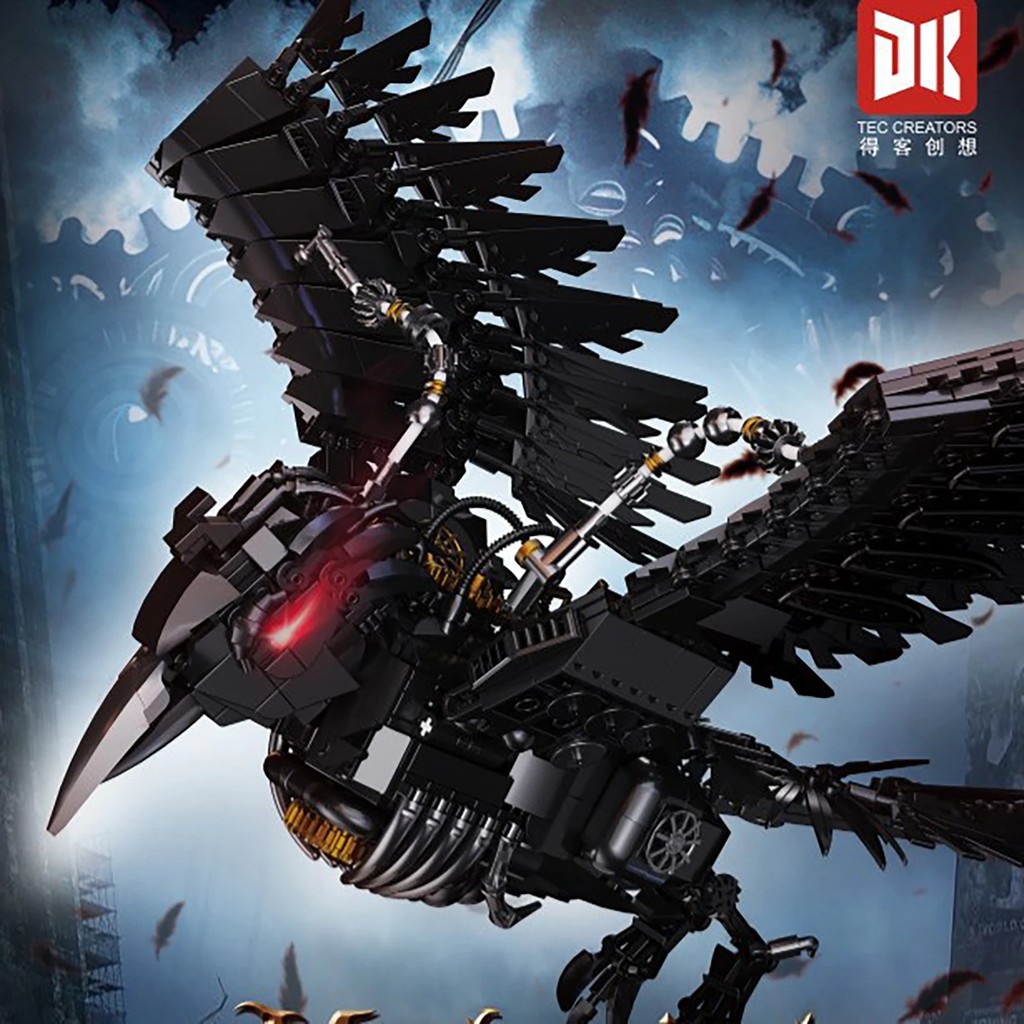 1018PCS Creative Technical DK 7063 Mechanical Raven Building Blocks Creative DIY Model Kit Bricks
