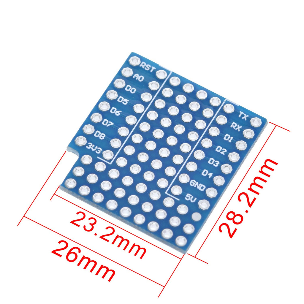 TZT ProtoBoard Shield for WEMOS  D1 mini double sided perf board Compatible