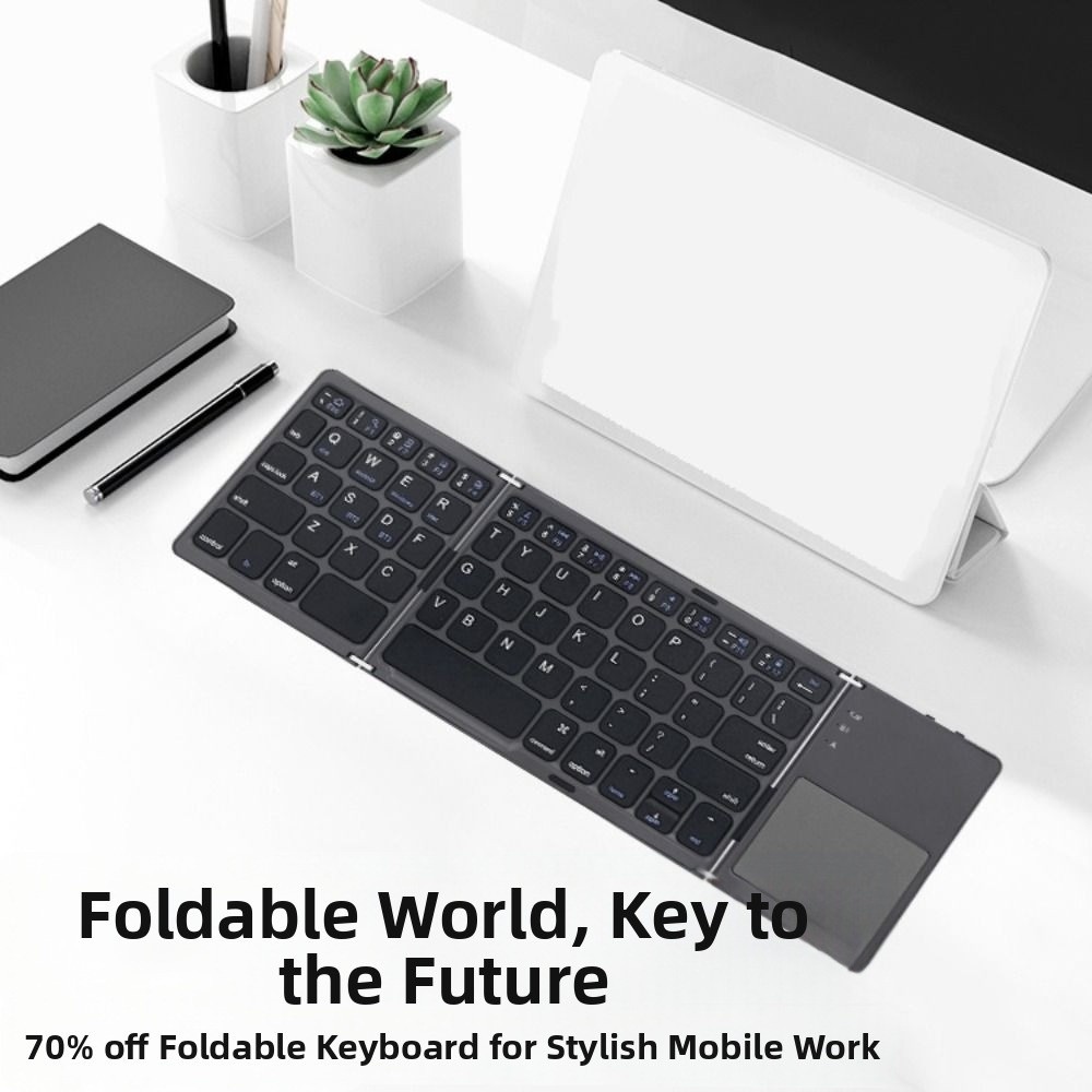 Slient Foldable Wireless Keyboard Universal Multi-Function Bluetooth Keyboard Compact with Touchpad