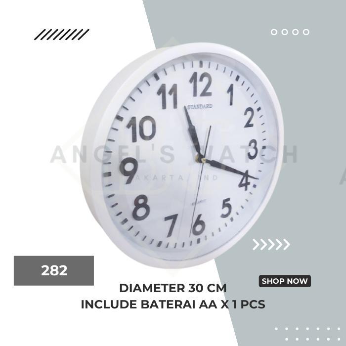 NEW!! Jam Dinding Standard kode 282 White Diameter 30cm