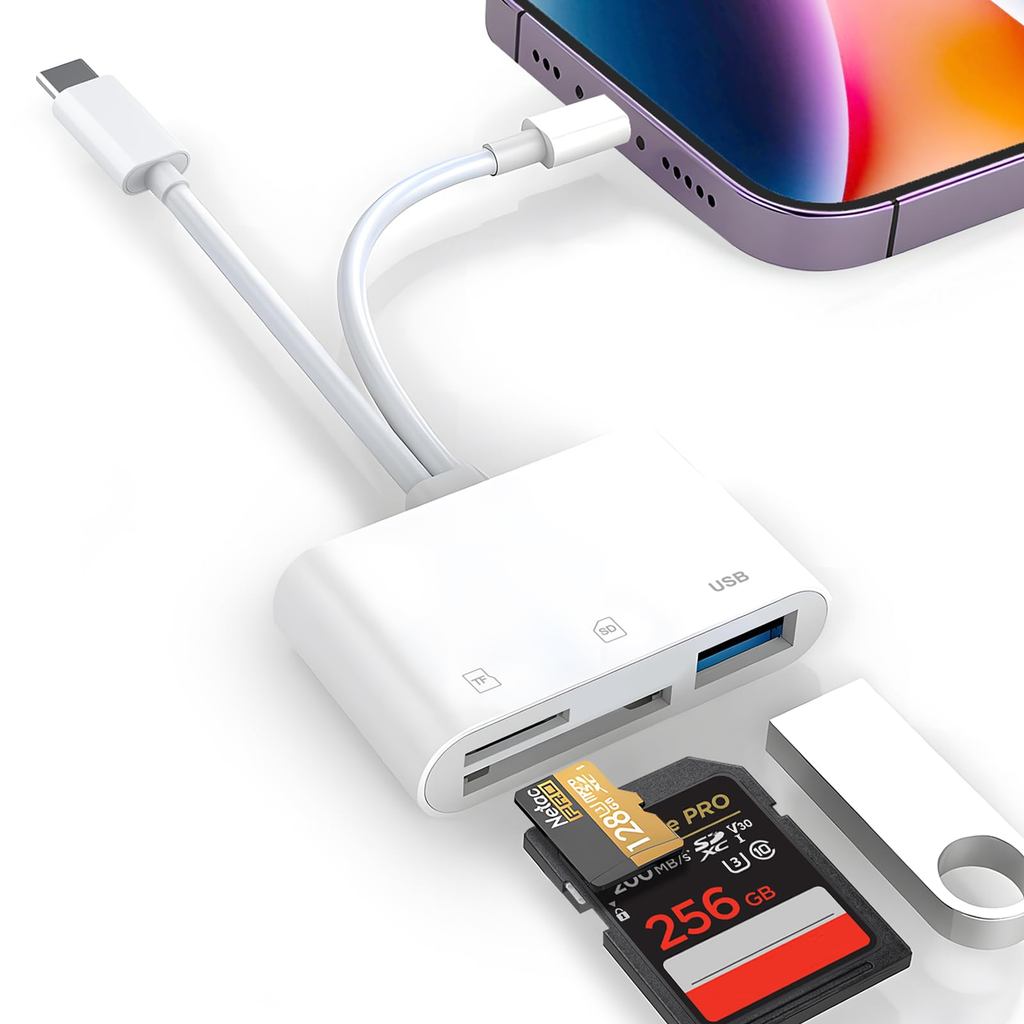 Card Reader for iPhone USB Memory Card Reader Trail Game Camera Viewer SD TF Card Reader Adapter for