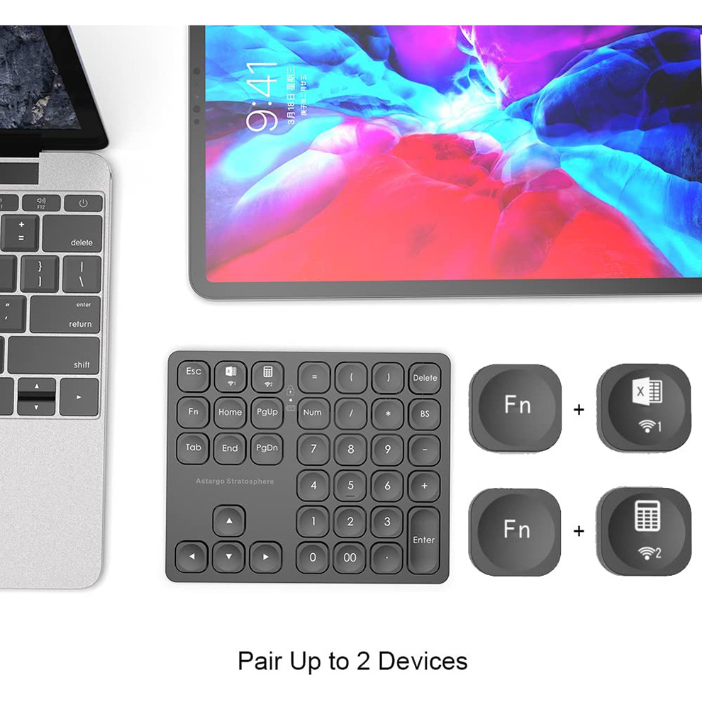 Rechargeable Double Bluetooth Number Pad Wireless Numeric Keypad 36-Keys External Numpad Keyboard