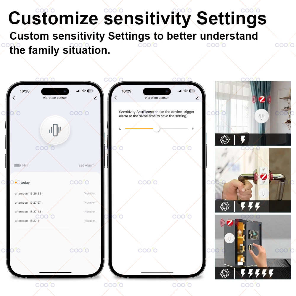 Tuya Zigbee Smart Vibration Sensor Detection Smart Life App Notification Real-Time Motion Shock