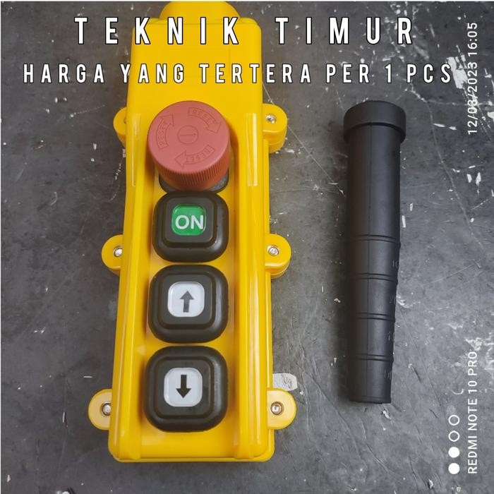Remote Hoist / Push Button Single Speed 2 Tombol + ON + E.stop