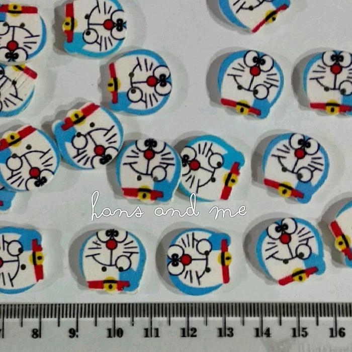 Kancing Kayu Doraemon Mini