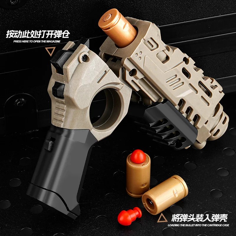 EDC Shootable Toy Pistol with 1-Button Shell Ejection and Card Pushing Function, Black Technology